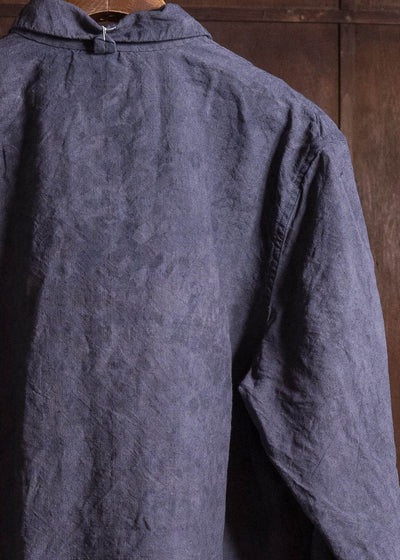 OLIVER CHURCH Over Shirt Hand-dyed / Anthracite Antique French Linen for kune M Size