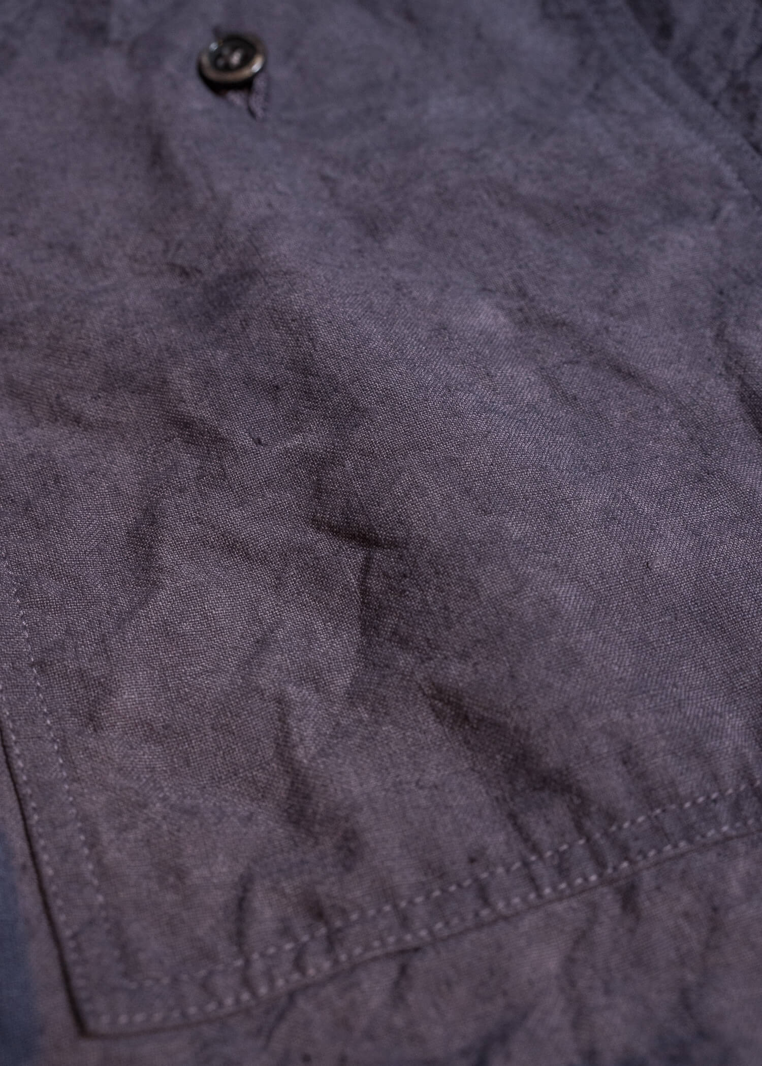OLIVER CHURCH Over Shirt Hand-dyed / Anthracite Antique French Linen for kune M Size