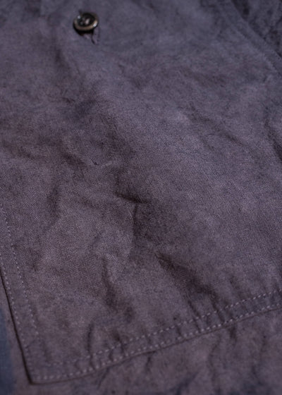 OLIVER CHURCH Over Shirt Hand-dyed / Anthracite Antique French Linen for kune M Size