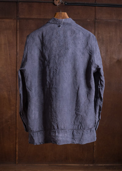OLIVER CHURCH Over Shirt Hand-dyed / Anthracite Antique French Linen for context M Size