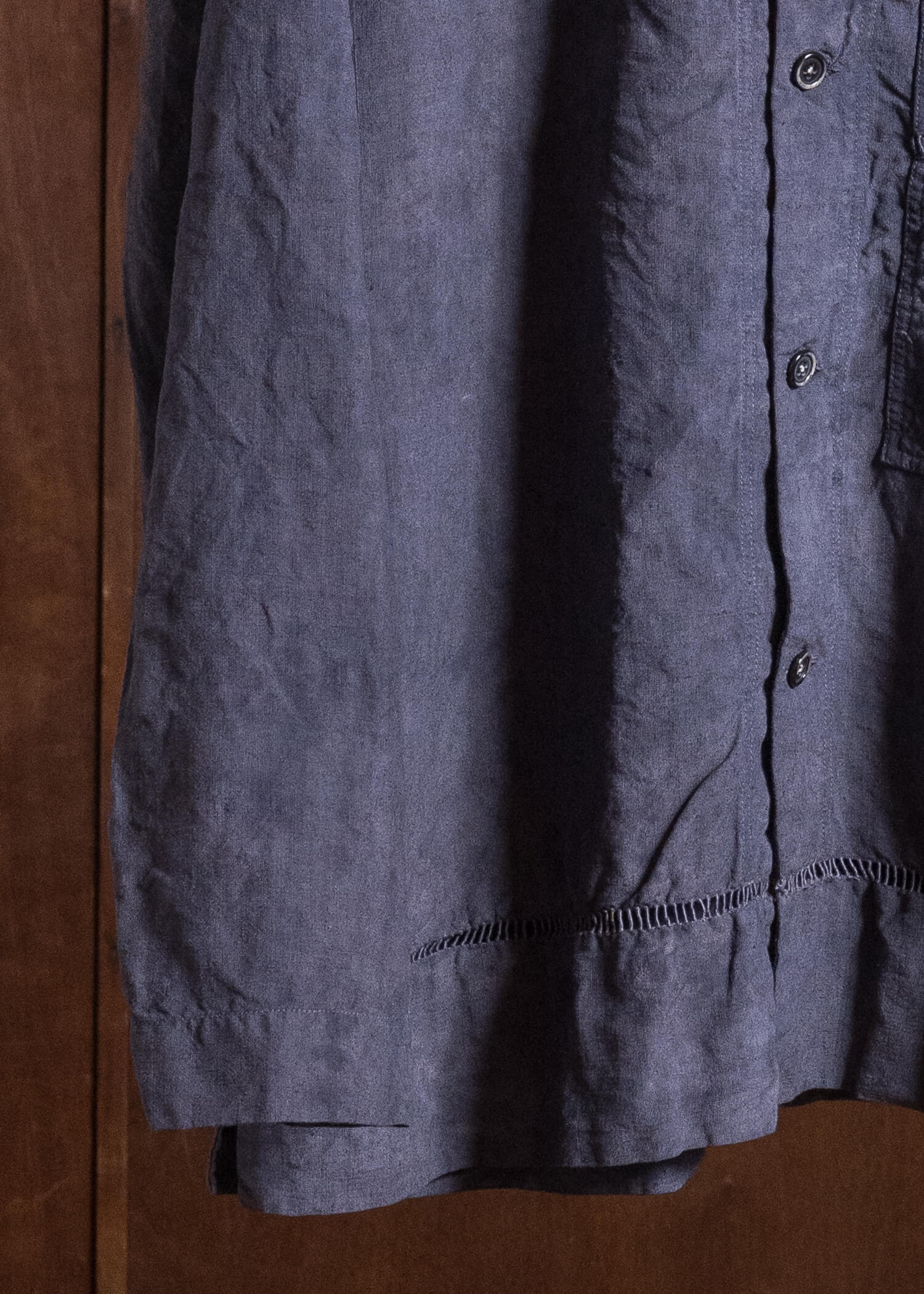 OLIVER CHURCH Over Shirt Hand-dyed / Anthracite Antique French Linen for context M Size