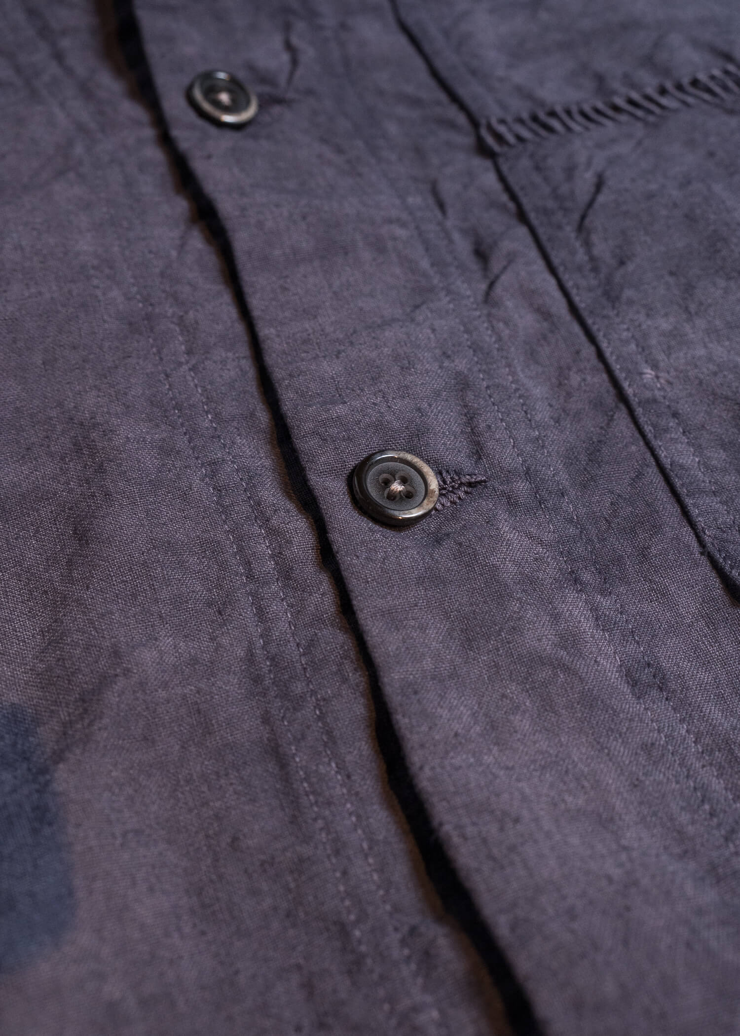 OLIVER CHURCH Over Shirt Hand-dyed / Anthracite Antique French Linen for context M Size