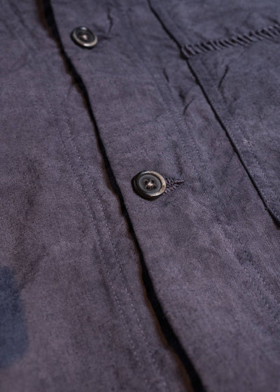 OLIVER CHURCH Over Shirt Hand-dyed / Anthracite Antique French Linen for context M Size