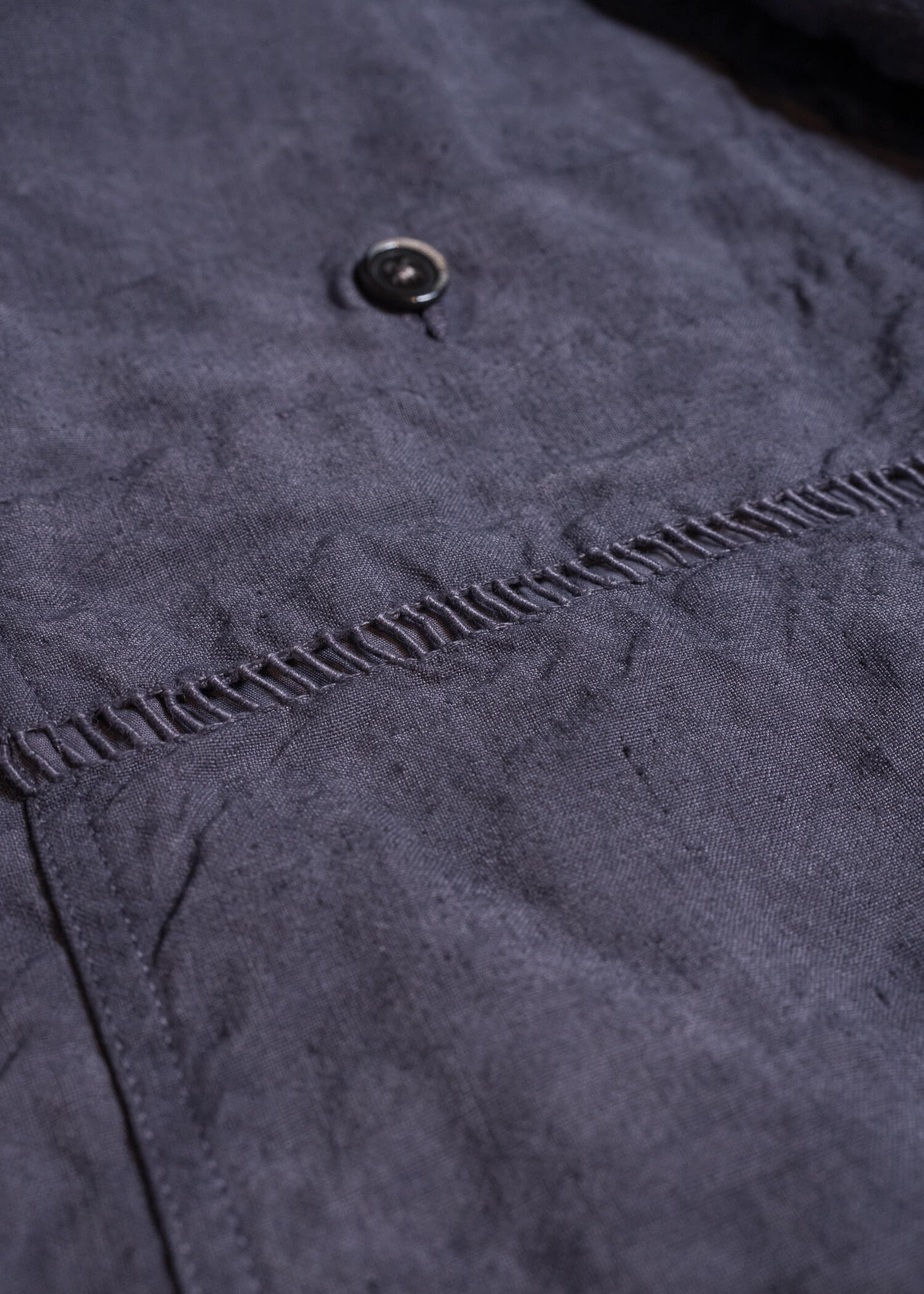 OLIVER CHURCH Over Shirt Hand-dyed / Anthracite Antique French Linen for context M Size