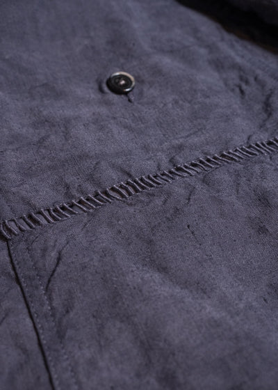 OLIVER CHURCH Over Shirt Hand-dyed / Anthracite Antique French Linen for context M Size