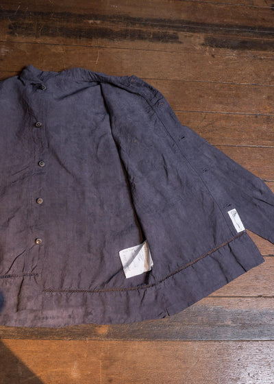 OLIVER CHURCH Over Shirt Hand-dyed / Anthracite Antique French Linen for context M Size