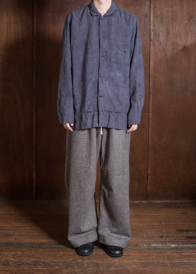 OLIVER CHURCH Over Shirt Hand-dyed / Anthracite Antique French Linen for context M Size