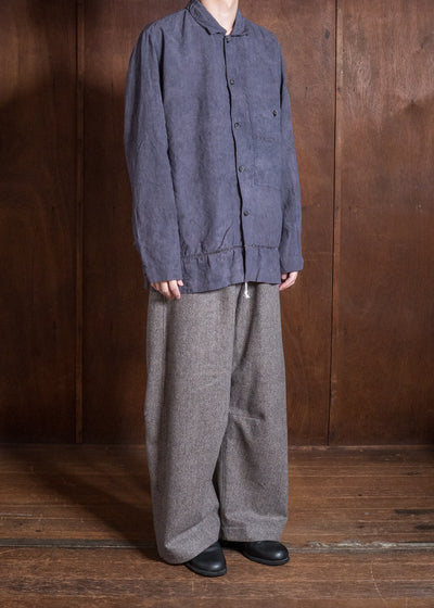 OLIVER CHURCH Over Shirt Hand-dyed / Anthracite Antique French Linen for context M Size