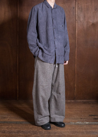 OLIVER CHURCH Over Shirt Hand-dyed / Anthracite Antique French Linen for context M Size