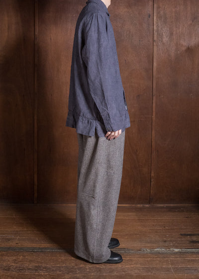 OLIVER CHURCH Over Shirt Hand-dyed / Anthracite Antique French Linen for context M Size