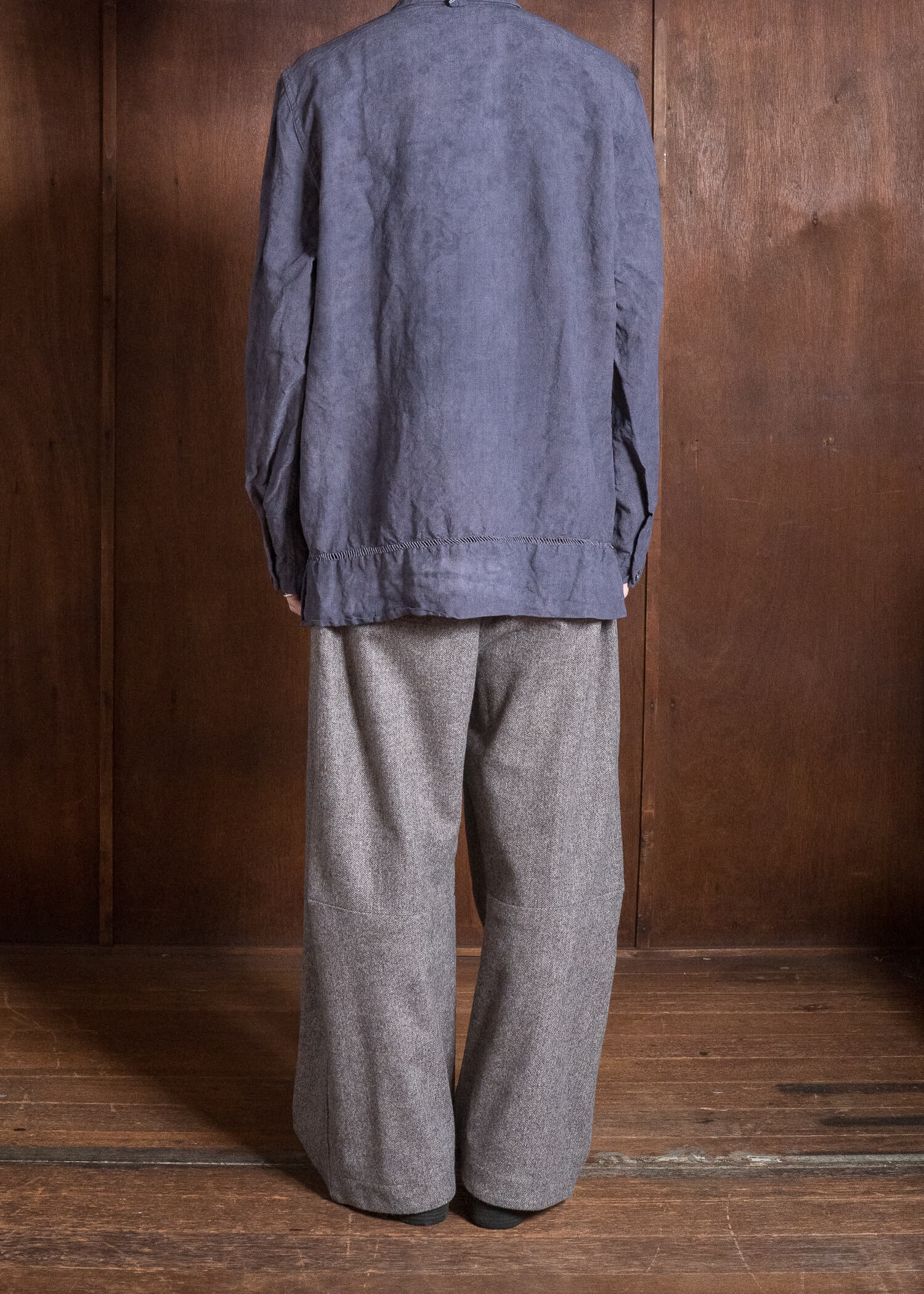 OLIVER CHURCH Over Shirt Hand-dyed / Anthracite Antique French Linen for context M Size