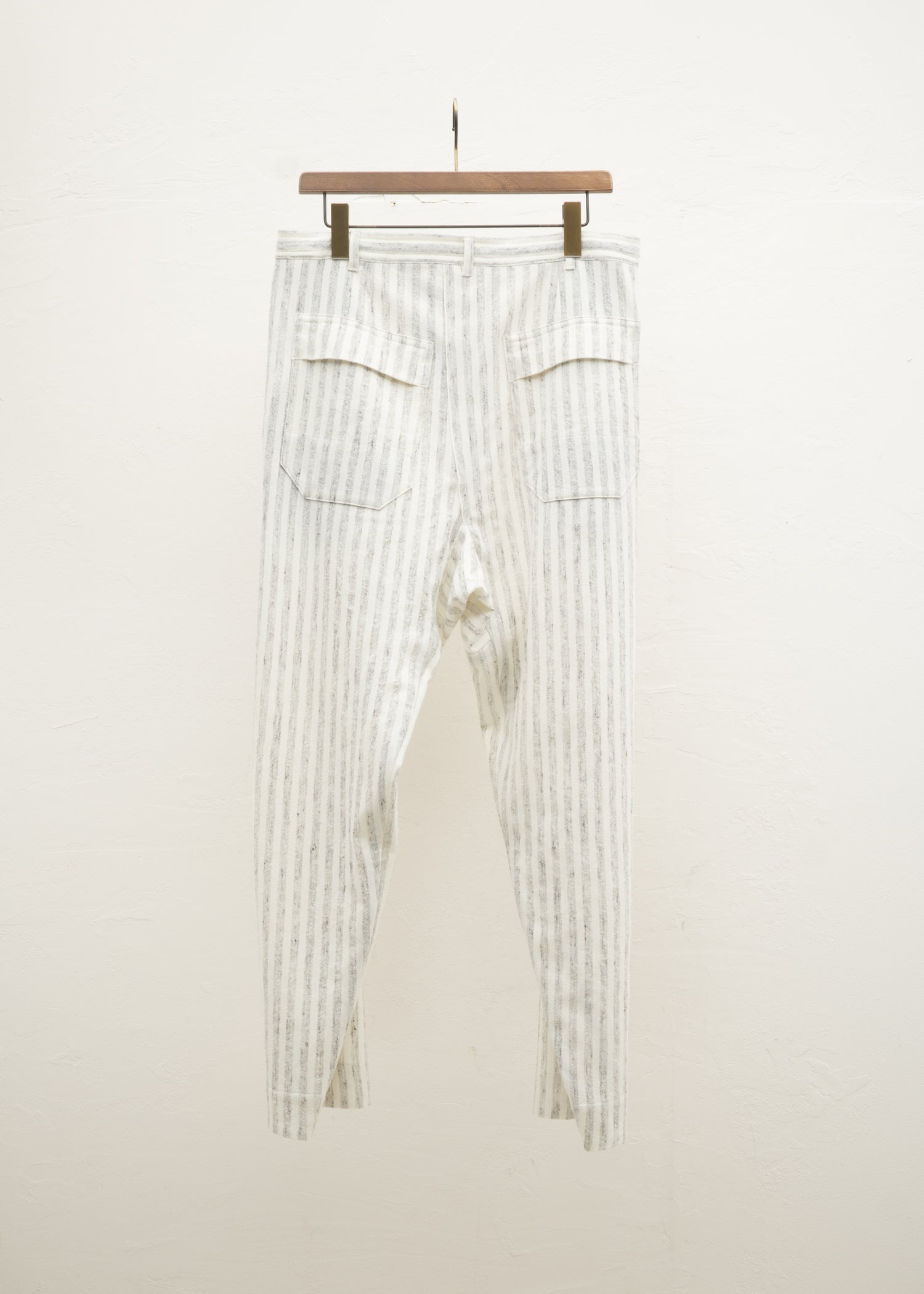 JAN-JAN VAN ESSCHE "TROUSERS#68" BONE STRIPED COTTON CLOTH