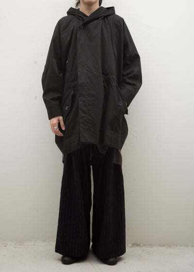 JAN-JAN VAN ESSCHE "PARKA#10" BLACK COATED TWILL