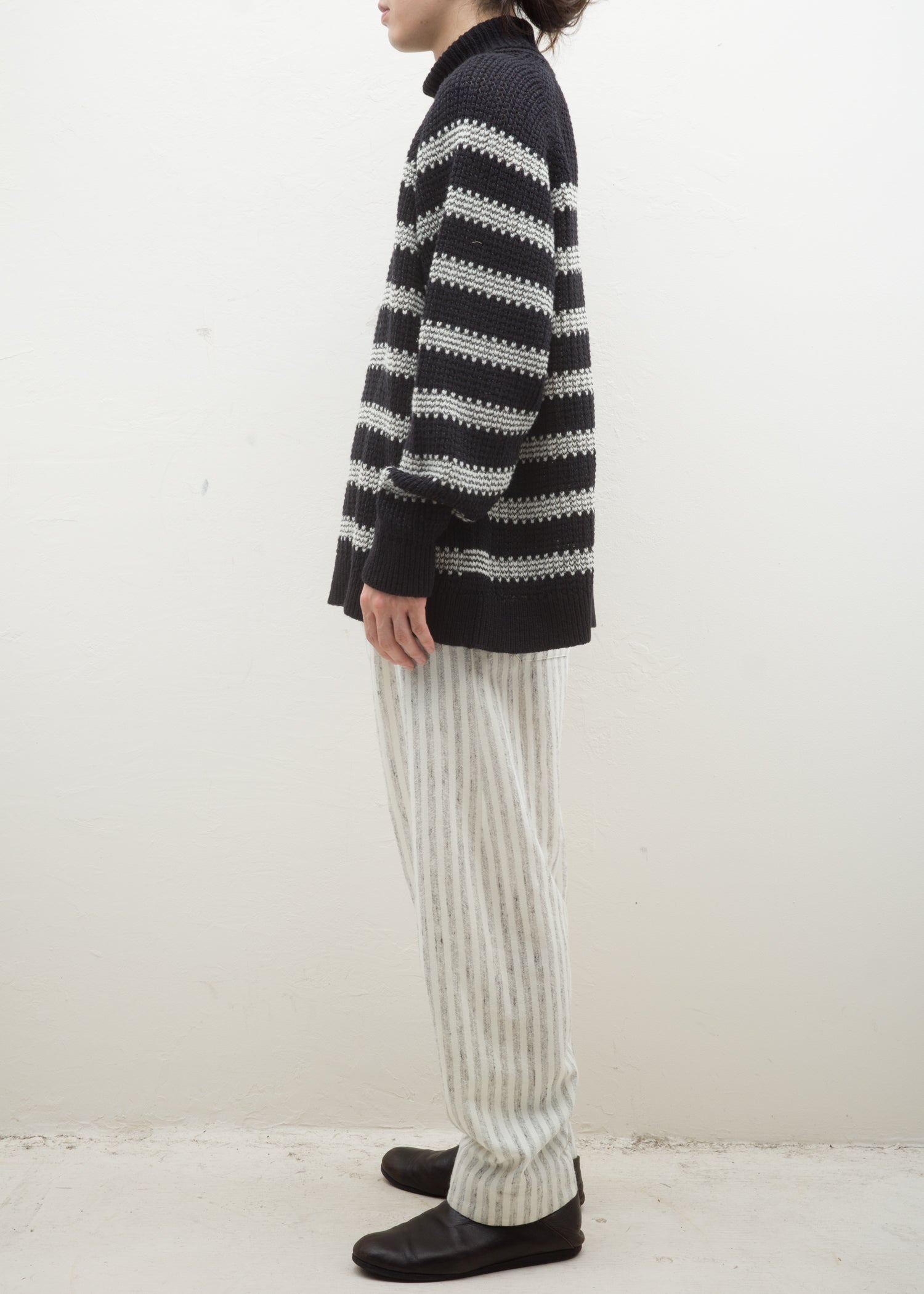 JAN-JAN VAN ESSCHE "KNIT#57" PITCH BLACK/NATURAL STRIPE