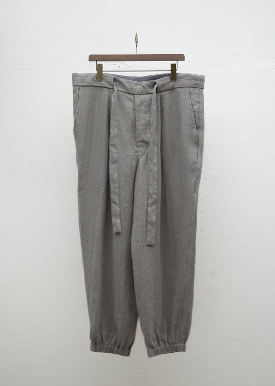 ZIIIN """"""""""""""""VENKEI"""""""""""""""" HEMGATHER PANT LINEN WOOL HERRINGBONE / GREIGE