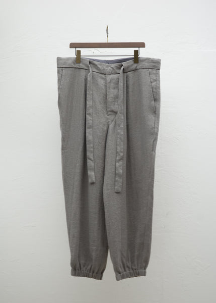ZIIIN """"""""""""""""VENKEI"""""""""""""""" HEMGATHER PANT LINEN WOOL HERRINGBONE / GREIGE