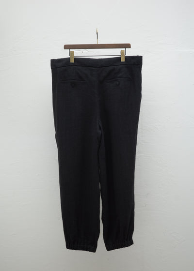 ZIIIN ""VENKEI"" HEMGATHER PANT LINEN WOOL HERRINGBONE / BLACK