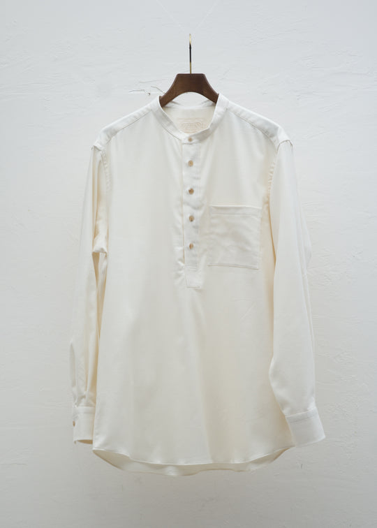 ZIIIN """"""""""""""""KOHBOU"""""""""""""""" HENRY NECK SHIRT ORGANIC COTTON / BEIGE