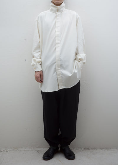 ZIIIN ""VENKEI"" HEMGATHER PANT LINEN WOOL HERRINGBONE / BLACK