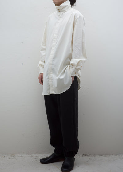 ZIIIN ""VENKEI"" HEMGATHER PANT LINEN WOOL HERRINGBONE / BLACK