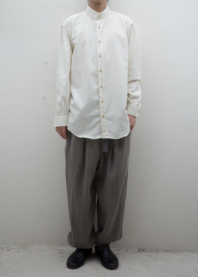 ZIIIN """"""""""""""""VENKEI"""""""""""""""" HEMGATHER PANT LINEN WOOL HERRINGBONE / GREIGE