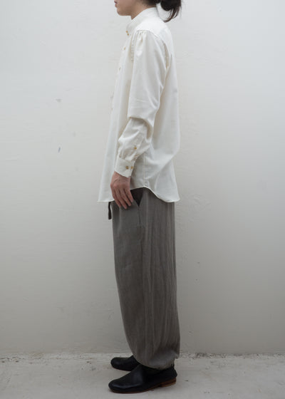 ZIIIN """"""""""""""""VENKEI"""""""""""""""" HEMGATHER PANT LINEN WOOL HERRINGBONE / GREIGE