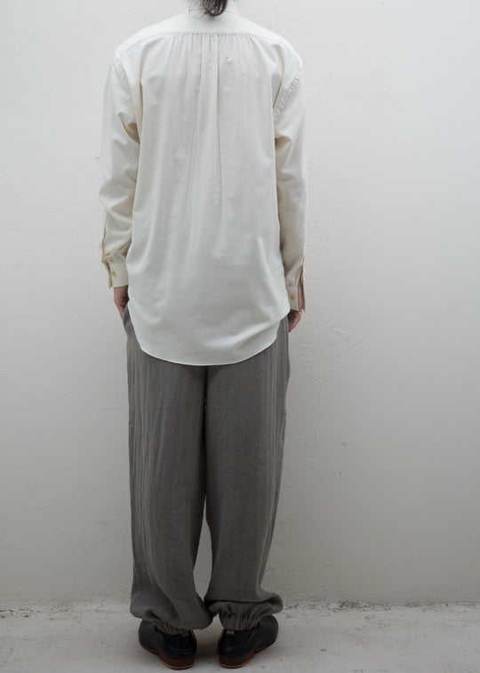 ZIIIN """"""""""""""""VENKEI"""""""""""""""" HEMGATHER PANT LINEN WOOL HERRINGBONE / GREIGE