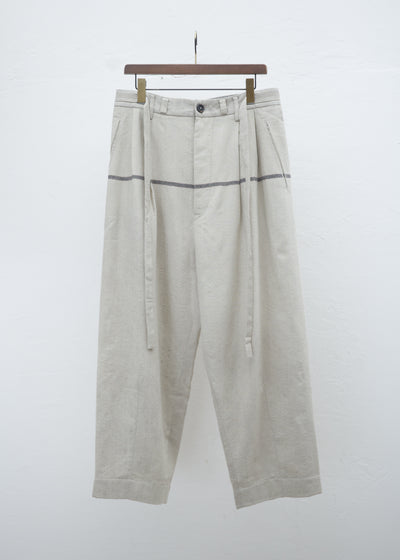 ZIGGY CHEN FRONT PLEATS HALF DRAWSTRING TROUSERS
