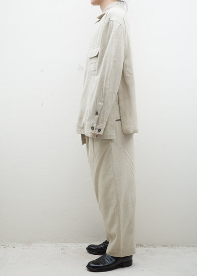 ZIGGY CHEN FRONT PLEATS HALF DRAWSTRING TROUSERS