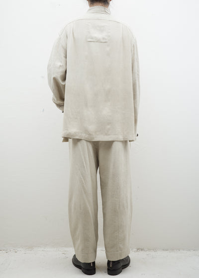 ZIGGY CHEN FRONT PLEATS HALF DRAWSTRING TROUSERS