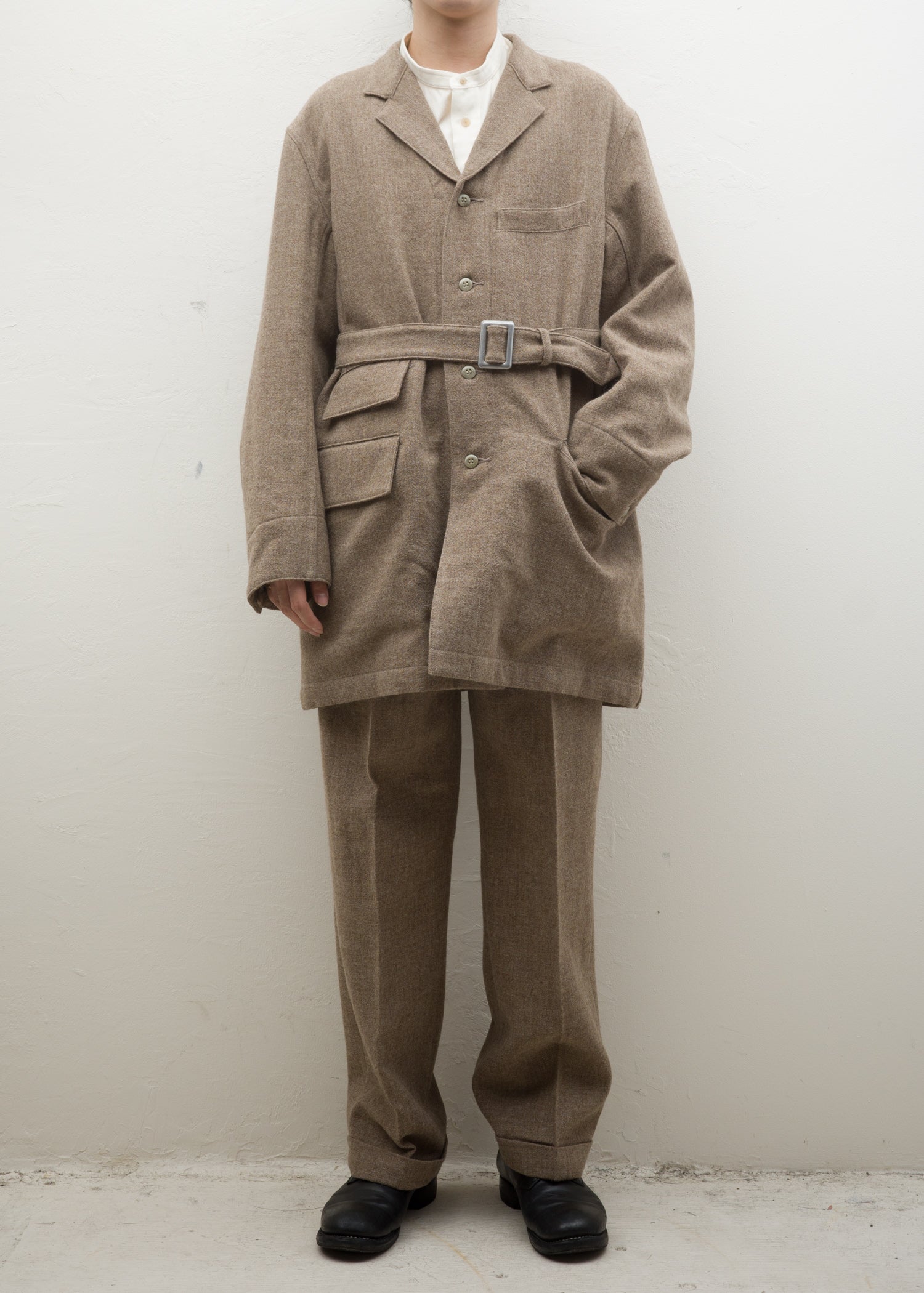 Taiga Takahashi LOT.201 WORK TROUSERS / MELANGE BEIGE