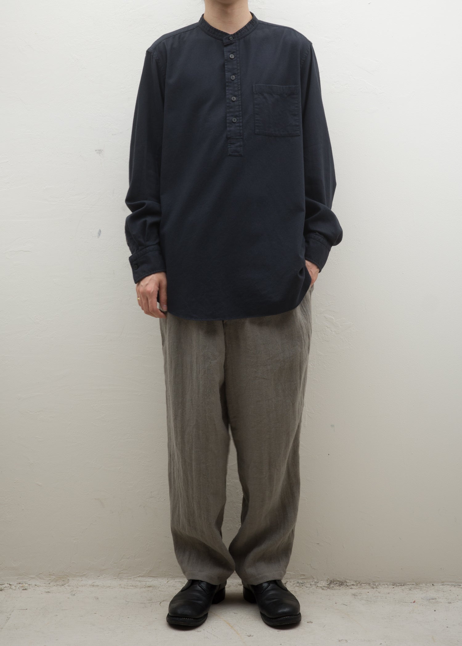 ZIIIN """"""""KOHBOU"""""""" HENRY NECK SHIRT 硫化染 ORGANIC COTTON