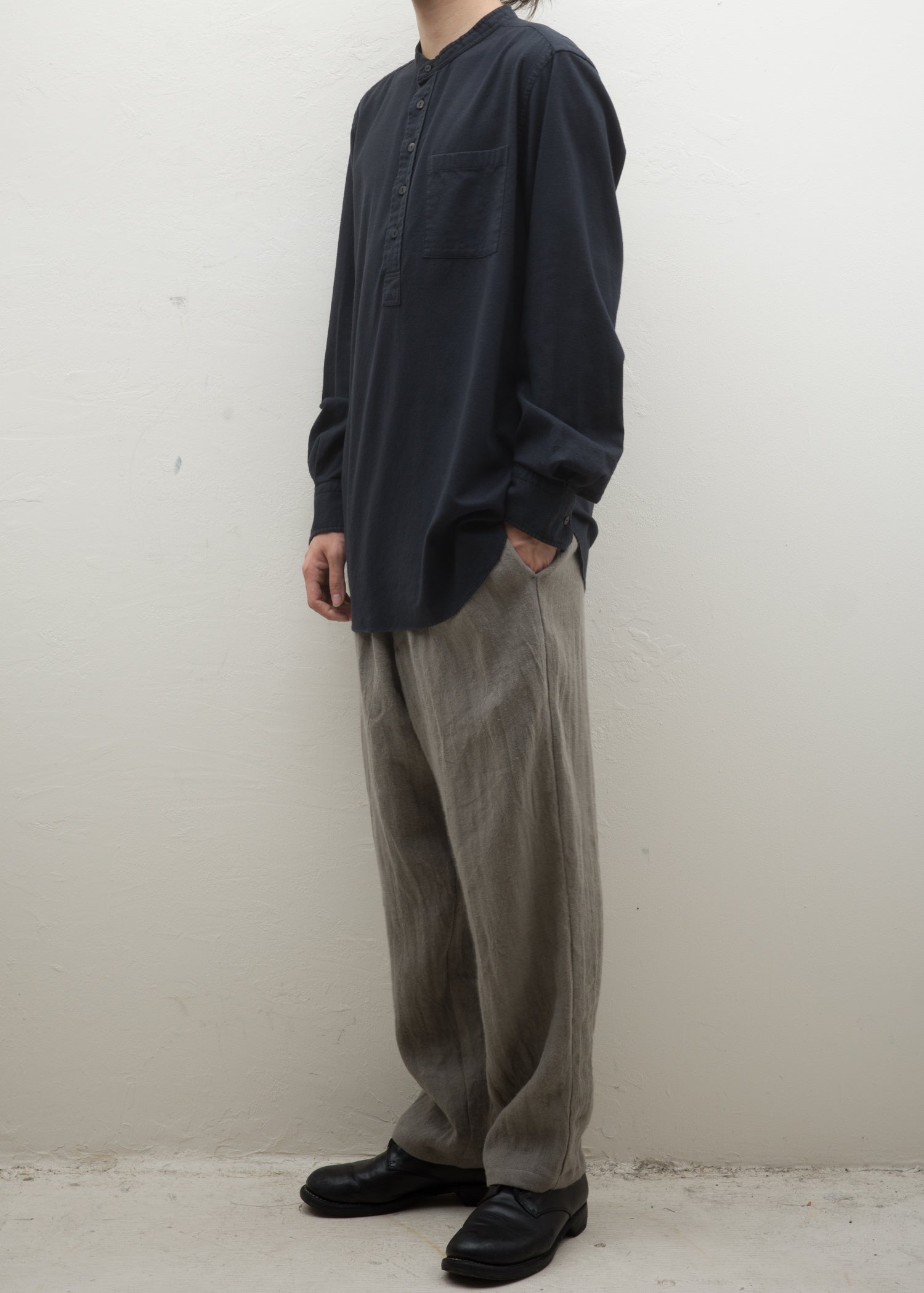 ZIIIN """"""""KOHBOU"""""""" HENRY NECK SHIRT 硫化染 ORGANIC COTTON