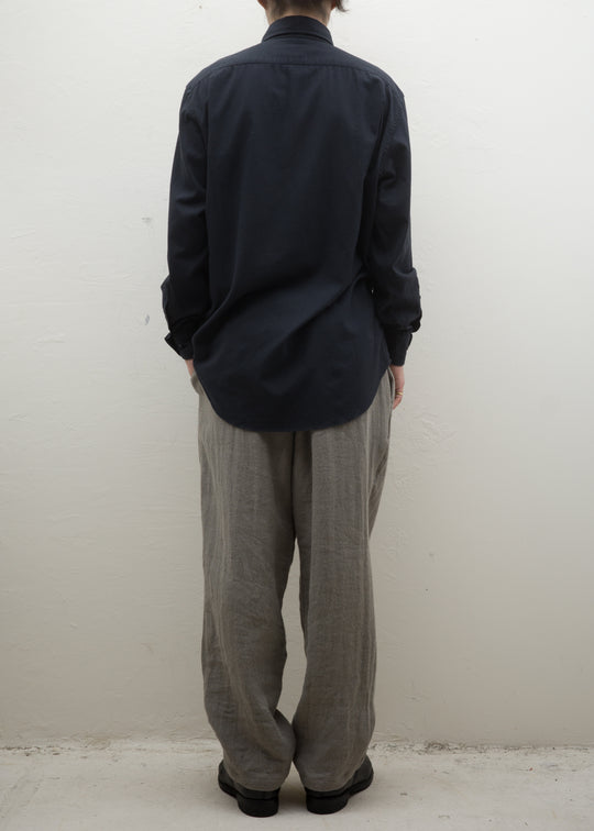 ZIIIN “BEARSLEY”LONG POINT COLLAR SHIRT Sulfur dyed ORGANIC COTTON