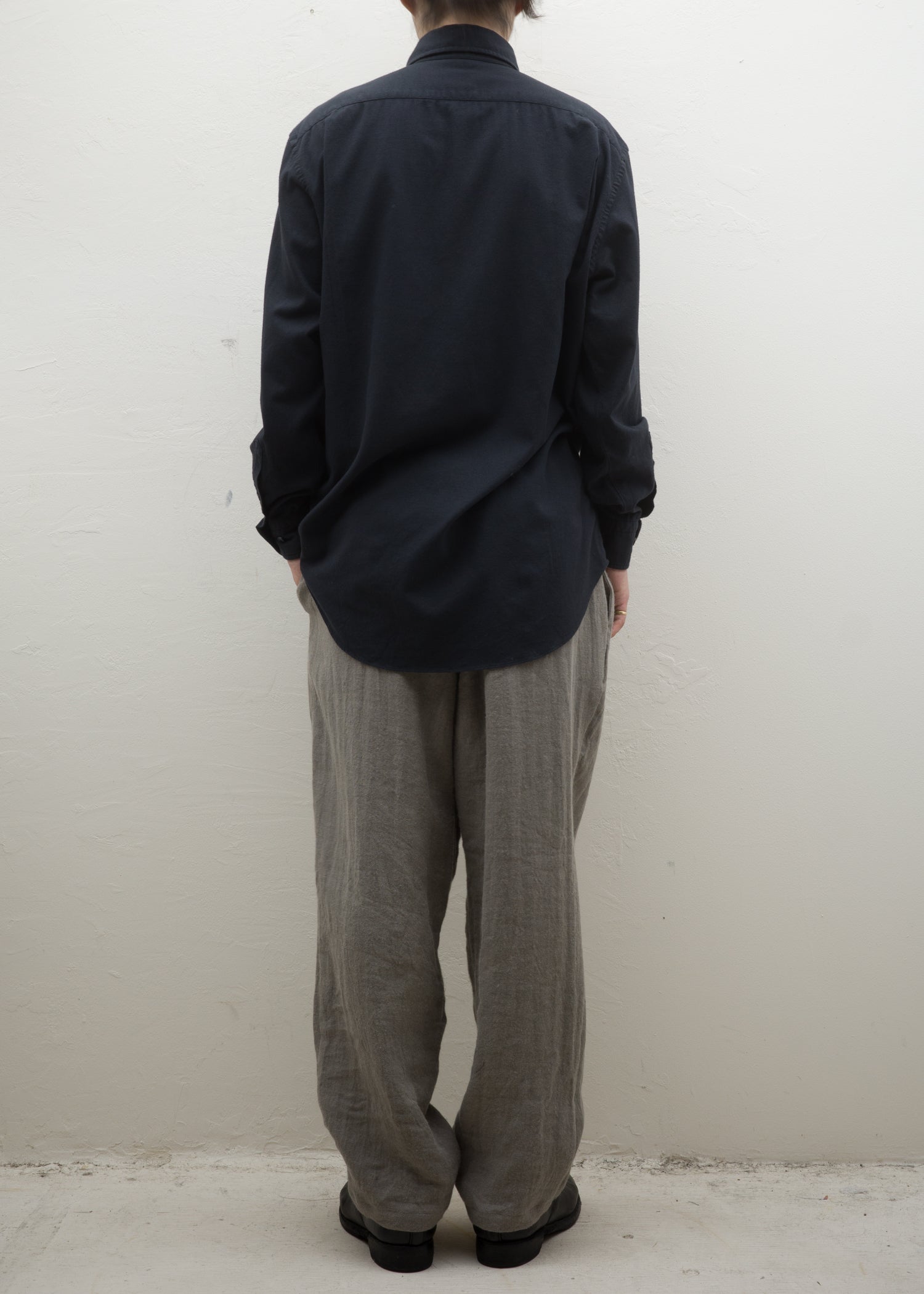 ZIIIN """"""""""""""""BEARSLEY"""""""""""""""" LONG POINT COLLAR SHIRT 硫化染 ORGANIC COTTON