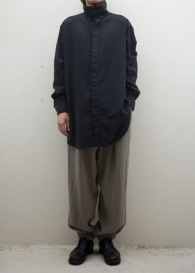 ZIIIN """"""""""""""""""""OSCAR"""""""""""""""""""" HIGH NECK COLLAR SHIRT Sulfur dyed ORGANIC COTTON