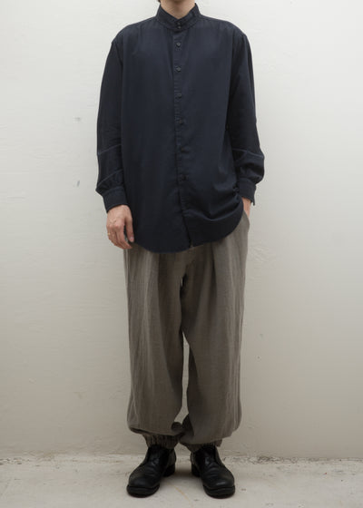 ZIIIN KAFKA STAND COLLAR GATHER SHIRT 硫化染 ORGANIC COTTON ORGANIC COTTON