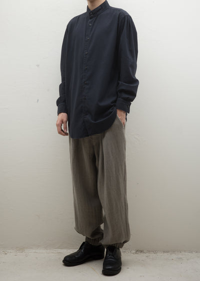 ZIIIN KAFKA STAND COLLAR GATHER SHIRT 硫化染 ORGANIC COTTON ORGANIC COTTON