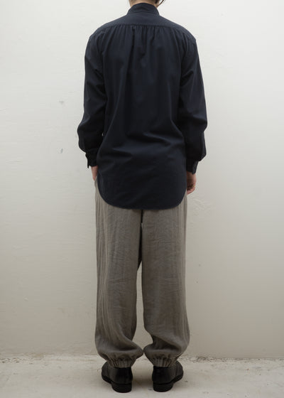 ZIIIN KAFKA STAND COLLAR GATHER SHIRT 硫化染 ORGANIC COTTON ORGANIC COTTON