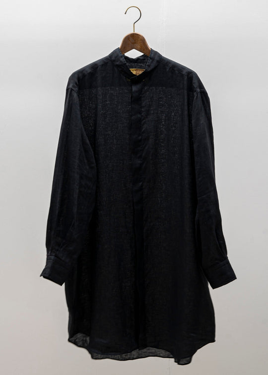 ZIIIN "ANGO" LONG LINEN SHIRT / BLACK