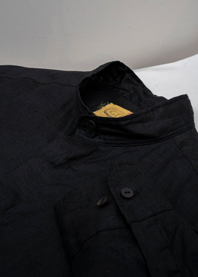 ZIIIN "ANGO" LONG LINEN SHIRT / BLACK