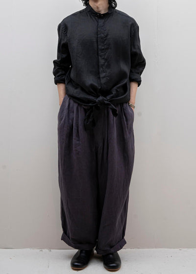 ZIIIN "ANGO" LONG LINEN SHIRT / BLACK