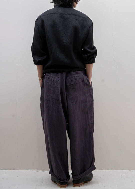 ZIIIN "ANGO" LONG LINEN SHIRT / BLACK