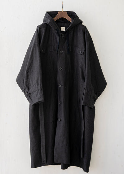 JAN-JAN VAN ESSCHE / "PARKA#8" ANTHRACITE RAMIE/LINEN TWILL