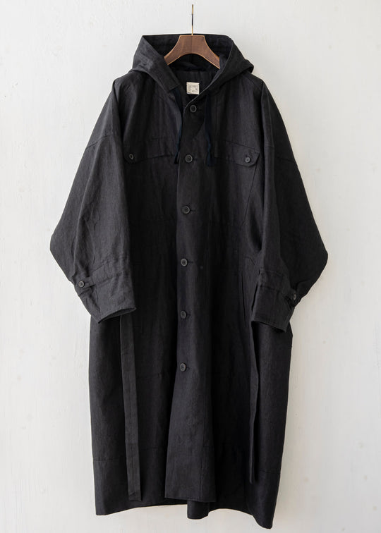 JAN-JAN VAN ESSCHE / "PARKA#8" ANTHRACITE RAMIE/LINEN TWILL