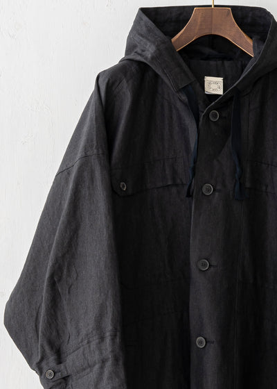 JAN-JAN VAN ESSCHE / "PARKA#8" ANTHRACITE RAMIE/LINEN TWILL
