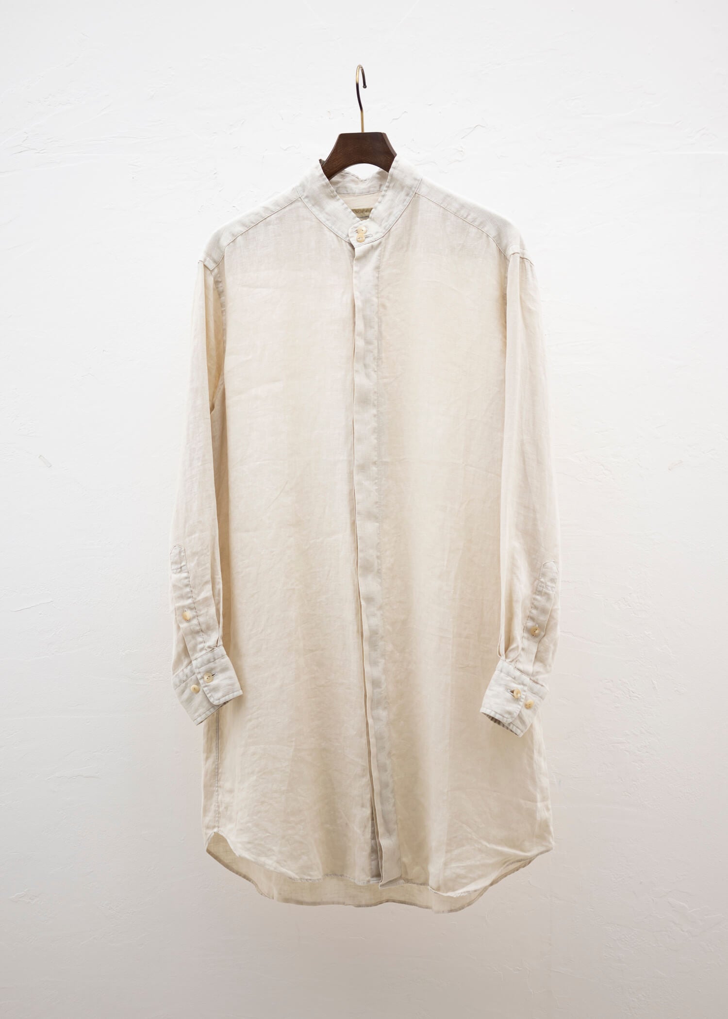 ZIIIN ANGO 硫化染 Brushed linen Long shirt / KINARI