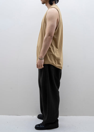 JAN-JAN VAN ESSCHE / "TANKTOP#16" MUSTARD WASHI/COTTON JERSEY