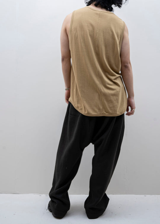 JAN-JAN VAN ESSCHE / "TANKTOP#16" MUSTARD WASHI/COTTON JERSEY