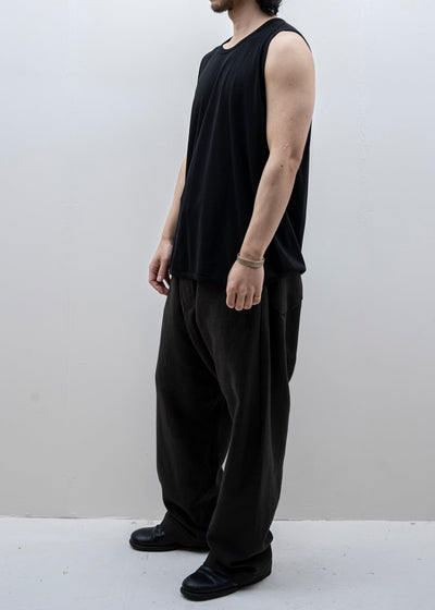 JAN-JAN VAN ESSCHE / "TANKTOP#16" BLACK WASHI/COTTON JERSEY